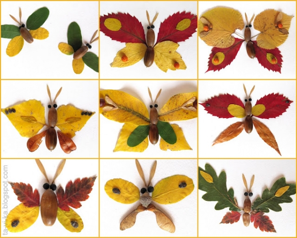 Бабочки из осенних листьев